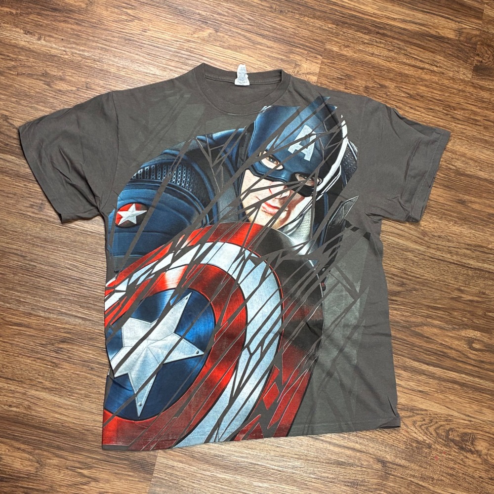 Vintage Captain America Marvel Comics AOP T-Shirt Men's XL Delta Pro Weight
